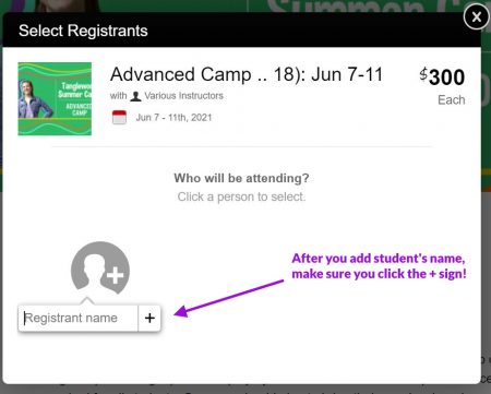 When adding a student, make sure you click the plus sign to complete.