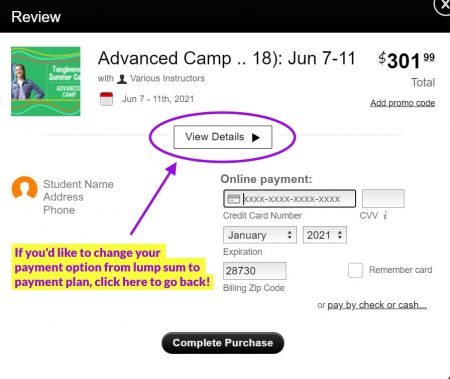 If you'd like to change your payment options, click the View Details button.